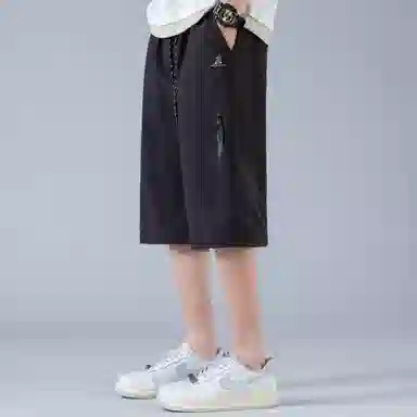稻草人 纯色户外运动工装舒适透气简约百搭阔腿直筒七分休闲短裤 男女同款