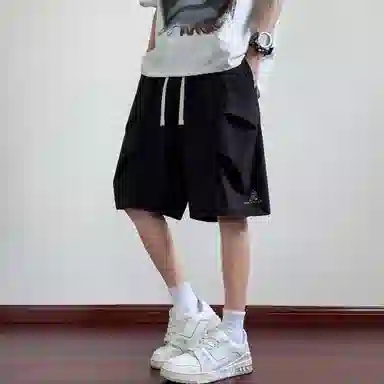 稻草人 美式复古潮流时尚五分褶皱设计感运动百搭直筒薄款简约学院风透气宽松舒适通勤夏季工装休闲短裤 男女同款