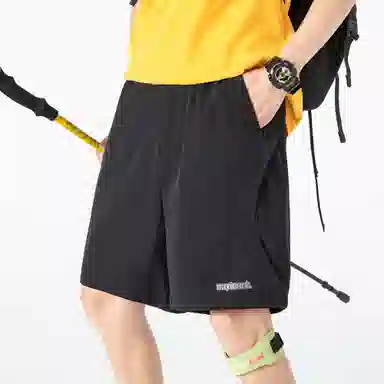 稻草人 美式高街创意弯刀运动跑步健身基础宽松简约百搭舒适凉感透气纽扣日常通勤五分篮球休闲短裤 男女同款