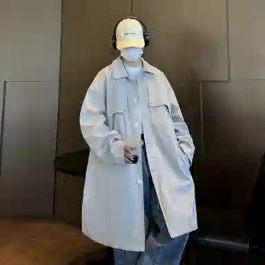 稻草人 法式慵懒风简约纯色铆钉高级感设计中长款不过膝防风保暖风衣美式复古街头潮牌文艺风百搭单排扣工装夹克外套 男女同款