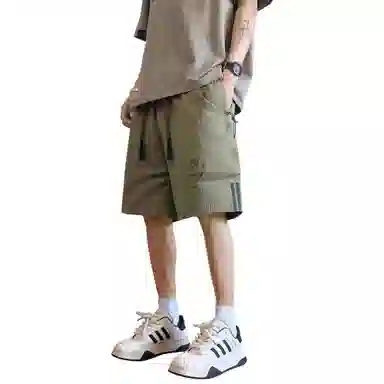 稻草人 美式学院风大口袋百搭柔软舒适宽松凉感五分工装短裤 男女同款