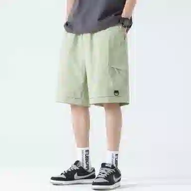 稻草人 美式简约高街纯色多宽松休闲直筒速干五分工装短裤 男女同款