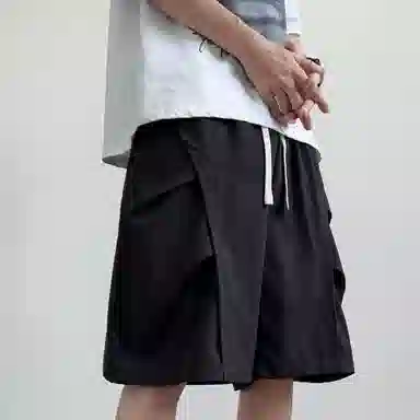稻草人 美式复古潮流时尚五分褶皱设计感运动百搭直筒薄款简约学院风透气宽松舒适通勤夏季工装休闲短裤 男女同款