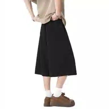 稻草人 美式复古设计感简约基础纯色宽松亲肤舒适凉感百搭日常通勤运动七分休闲短裤 男女同款