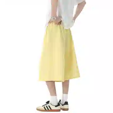 稻草人 美式复古设计感简约基础纯色宽松亲肤舒适凉感百搭日常通勤运动七分休闲短裤 男女同款