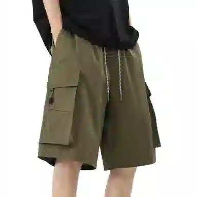 稻草人 美式潮牌复古品牌字母极简风宽松百搭系带纯色多口袋亲肤舒适透气五分户外休闲运动工装短裤 男女同款