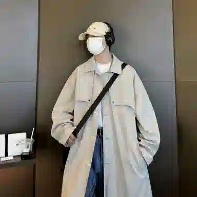 稻草人 法式慵懒风简约纯色铆钉高级感设计中长款不过膝防风保暖风衣美式复古街头潮牌文艺风百搭单排扣工装夹克外套 男女同款