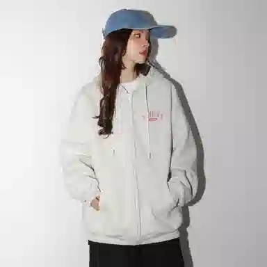 稻草人 学院风系列 简约字母印花高街重磅宽松休闲开衫连帽长袖卫衣 男女同款