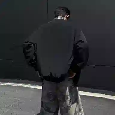 稻草人 美式复古简约假两件撞色设计宽松休闲百搭基础纯色潮流时尚个性舒适学院风拉链翻领飞行夹克外套 男女同款