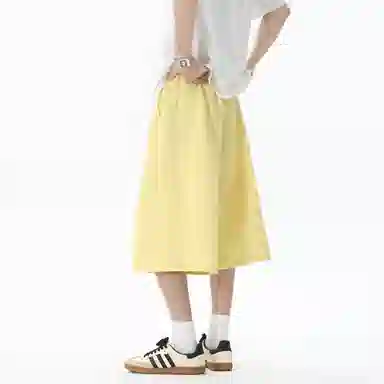 稻草人 美式复古设计感简约基础纯色宽松亲肤舒适凉感百搭日常通勤运动七分休闲短裤 男女同款