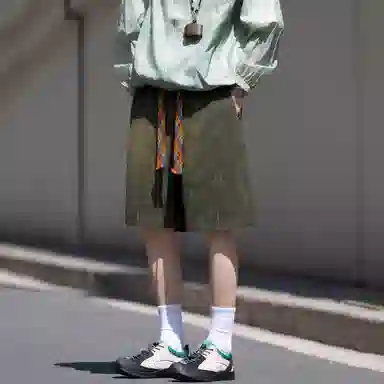 稻草人 美式高街复古简约透气舒适宽松百搭五分运动休闲短裤 男女同款