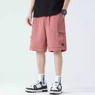 稻草人 美式简约高街纯色多宽松休闲直筒速干五分工装短裤 男女同款