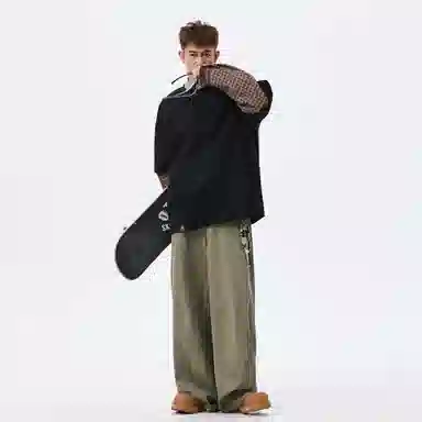 稻草人 美式复古大码假两件格纹撞色银丝斜纹满天星面料拼接设计高街圆领落肩套头秋季卫衣 男女同款