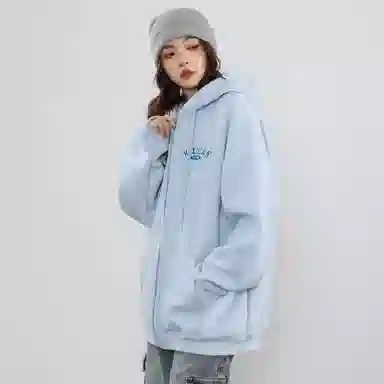 稻草人 学院风系列 简约字母印花高街重磅宽松休闲开衫连帽长袖卫衣 男女同款