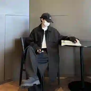 稻草人 法式慵懒风简约纯色铆钉高级感设计中长款不过膝防风保暖风衣美式复古街头潮牌文艺风百搭单排扣工装夹克外套 男女同款