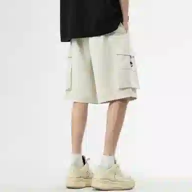 稻草人 美式潮牌复古品牌字母极简风宽松百搭系带纯色多口袋亲肤舒适透气五分户外休闲运动工装短裤 男女同款