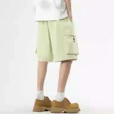 稻草人 美式潮牌复古品牌字母极简风宽松百搭系带纯色多口袋亲肤舒适透气五分户外休闲运动工装短裤 男女同款