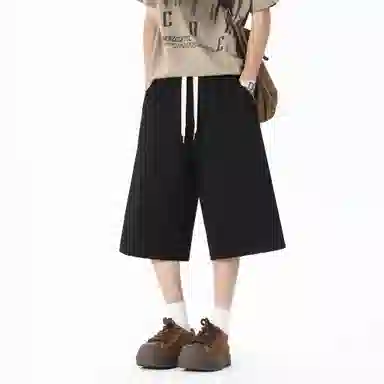 稻草人 美式复古设计感简约基础纯色宽松亲肤舒适凉感百搭日常通勤运动七分休闲短裤 男女同款