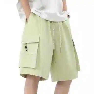 稻草人 美式潮牌复古品牌字母极简风宽松百搭系带纯色多口袋亲肤舒适透气五分户外休闲运动工装短裤 男女同款