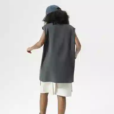 功夫熊猫 无性别主义嘻哈街头卡通字母印花宽松百搭舒适透气坎肩学院风纯棉无袖背心 男女同款