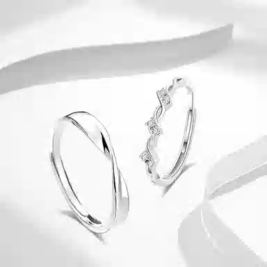 牧言 冷淡风简约小众设计高级感 光面素圈莫比乌斯镂空缠绕对戒可调节指环 合金 交织缠绵戒指 男女同款情侣款