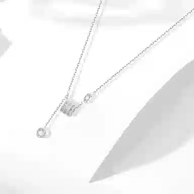 牧言 冷淡风气质简约小众设计高级感 光面立体璀璨圆环罗马数字不对称链条流苏锁骨链 钛钢 闪耀小蛮腰项链 女款