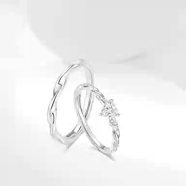 牧言 一见倾心 冷淡风气质简约小众设计高级感 光面立体莫比乌斯素圈闪耀爱心对戒可调节指环 合金 戒指 男女同款情侣款