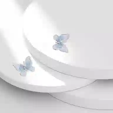 牧言 冷淡风气质简约小众设计高级感 光面立体碎石渐变蓝色蝶梦耳饰 合金 冰糖蝴蝶耳钉 女款