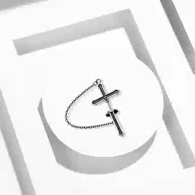 牧言 冷淡风中性简约小众设计高级感 嘻哈复古个性创意单耳悬挂耳饰 合金 十字架流苏耳钉 男女同款情侣款