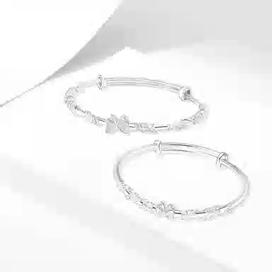 牧言 森系气质简约小众设计高级感 光面立体浮雕镂空花丝花朵树叶在逃公主推拉手饰 合金 繁花似锦蝴蝶结闺蜜手镯 女款