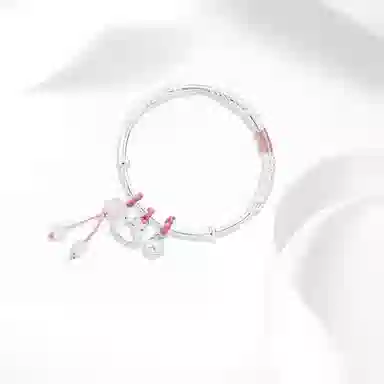 牧言 气质复古新中式小众设计高级感 光面镂空花丝树叶萌趣猫猫铃铛流苏推拉可调节手饰 合金 繁花似锦猫咪手镯 女款