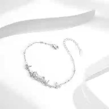 牧言 甜美可爱简约小众设计高级感 光面立体极光蝶梦闪耀水滴手饰 合金 幻彩蝴蝶手链 女款