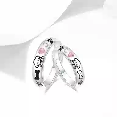 牧言 萌动小狗 呆萌可爱萌趣甜蜜浪漫高级感 卡通涂鸦星星多巴胺 好运 合金 戒指 男女同款情侣款