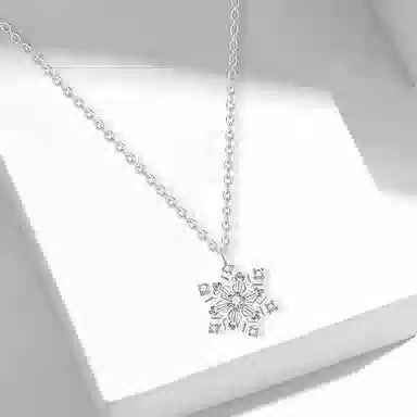 牧言 冷淡风气质简约小众设计高级感 冬日精灵双层闪耀锁骨链 合金 旋转雪花 项链 女款