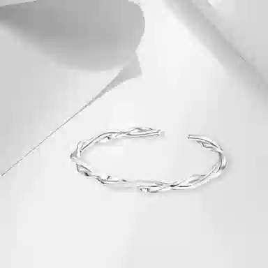 牧言 冷淡风气质简约小众设计高级感 光面磨砂交织开口推拉可调节手饰 合金 莫比乌斯手镯 女款