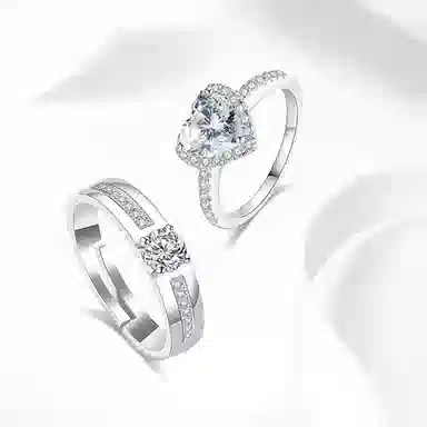 牧言 冷淡风气质简约小众设计高级感 立体闪耀爱心对戒可调节指环 合金 怦然爱意戒指 男女同款情侣款