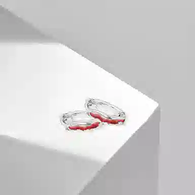 牧言 气质简约小众设计高级感 光面立体波纹肌理细闪红色薄荷绿耳饰 合金 不规则纹理耳环 男女同款情侣款