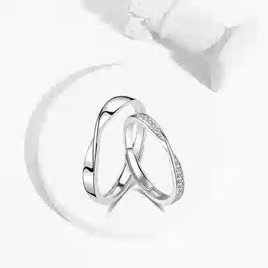 牧言 冷淡风简约小众设计高级感 光面交织素圈对戒可调节指环 合金 莫比乌斯环戒指 男女同款情侣款