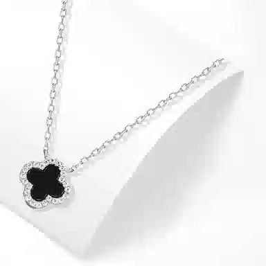 牧言 气质简约小众设计高级感 光面璀璨多色四叶草日常百搭锁骨链 合金 幸运草项链 女款