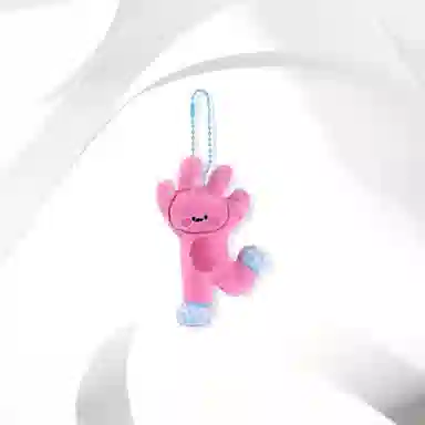牧言 粉色小兔 甜美可爱少女系卡通多巴胺 毛茸茸小动物捏捏吱吱叫玩偶公仔包包配饰 好运 毛绒 挂件 女款