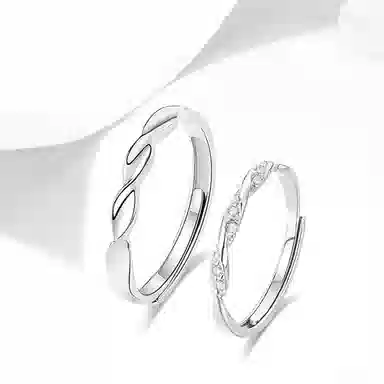 牧言 冷淡风气质简约小众设计高级感 光面立体交织素圈蝴蝶结星球对戒可调节指环 合金 莫比乌斯戒指 男女同款情侣款