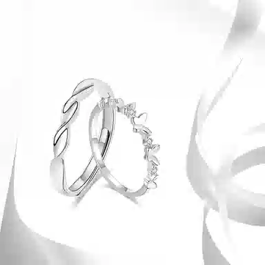 牧言 冷淡风气质简约小众设计高级感 光面立体莫比乌斯交织素圈蝶梦蝴蝶结对戒可调节指环 合金 蝶恋戒指 男女同款情侣款