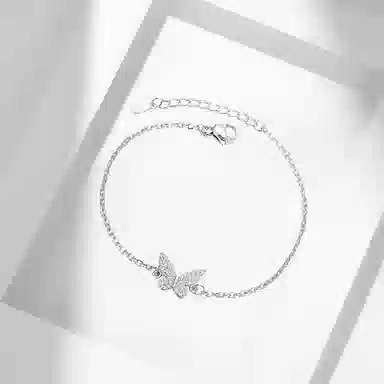 牧言 冷淡风气质简约小众设计高级感 光面立体璀璨蝶梦手饰多蝶流苏锁骨链套装 合金 闪耀蝴蝶手链 女款