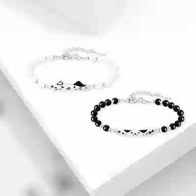 牧言 猫咪修狗 萌趣可爱卡通甜蜜浪漫高级感 小众设计甜美百搭猫狗日记转运圆珠串珠 好运 合金 手链 男女同款情侣款