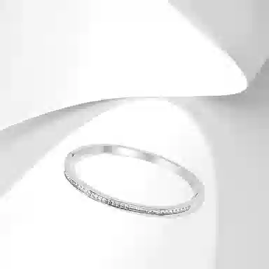 牧言 冷淡风气质简约小众设计高级感 光面闪耀单排闭口卡扣日常百搭手饰 钛钢 满天星手镯 女款