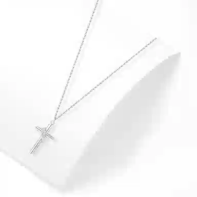 牧言 中性复古简约小众设计高级感 光面立体十字架英文字母圆环锁骨链 钛钢 信仰之光项链 男女同款情侣款