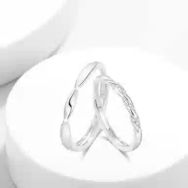 牧言 冷淡风简约小众设计高级感 光面素圈交织缠绕对戒可调节指环 合金 莫比乌斯戒指 男女同款情侣款