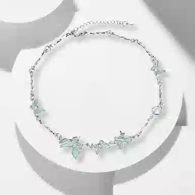 牧言 冷淡风甜酷辣妹简约小众高级感 蓝色细闪多蝴蝶光面几何线条日常百搭颈链锁骨链 锆石 不规则蝶梦项链 女款