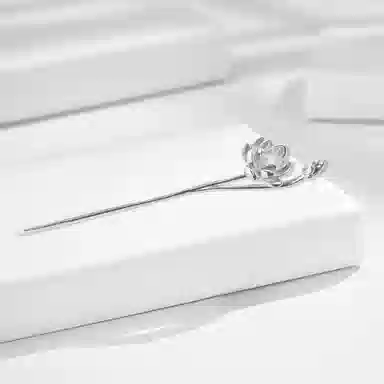 牧言 国潮复古新中式气质小众设计高级感 光面莲花汉服旗袍马面裙盘发配饰簪子 并蒂莲发簪 女款