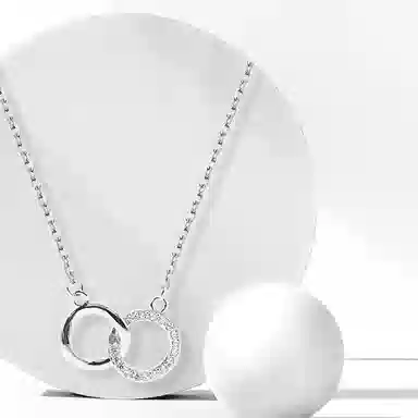 牧言 冷淡风气质简约小众设计高级感 光面闪耀镂空圆环双环日常百搭锁骨链 合金 环环相扣项链 女款